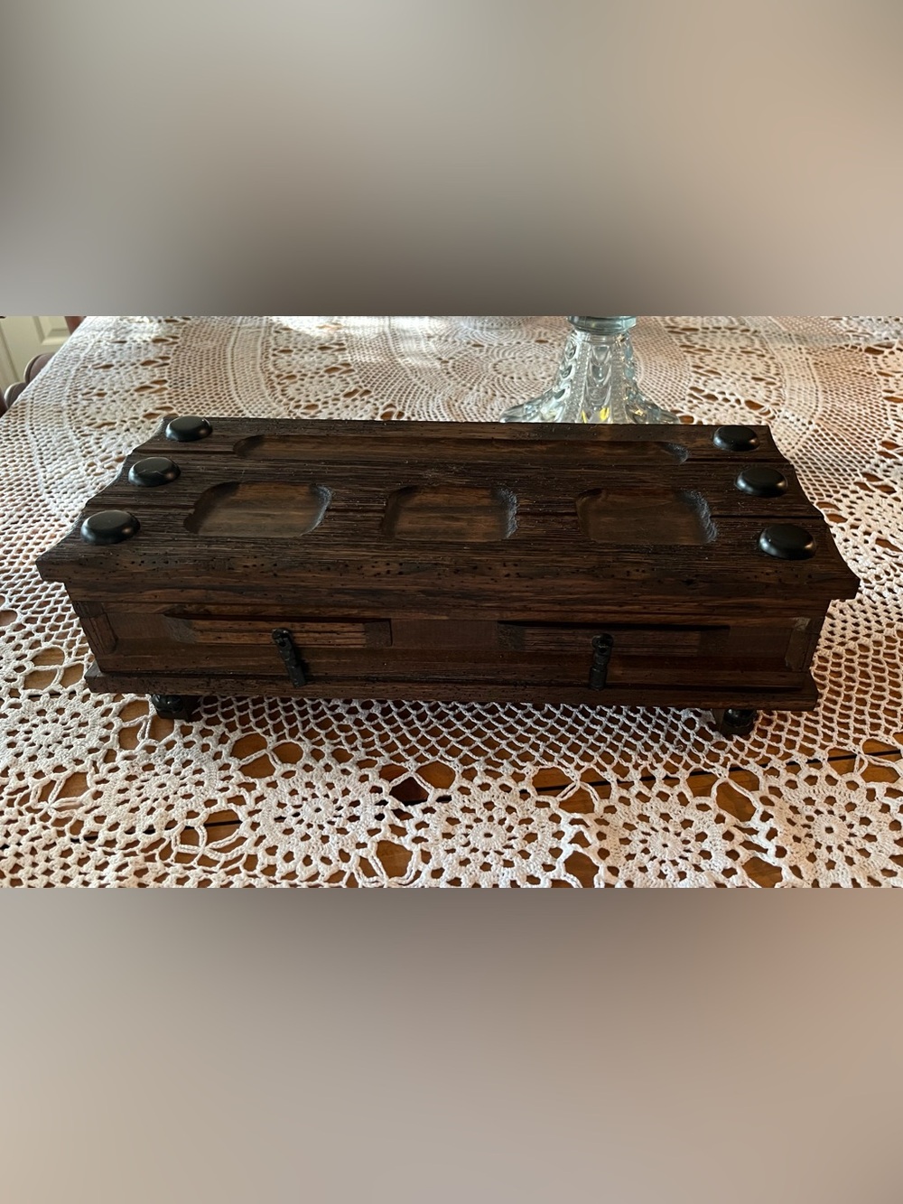 Men's Vintage Rustic Wooden Valet or Jewelry Box from the 60's